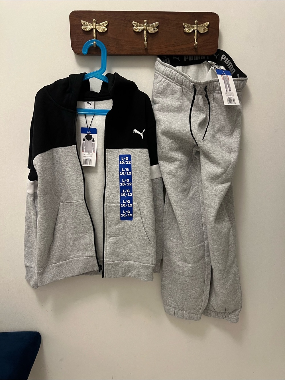 Puma Kids Gray and Black Hooded Zip Sweatshirt & Jogger Set